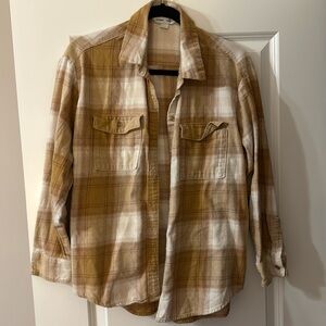 Yellow, Gold & White Plaid Button Down Flannel